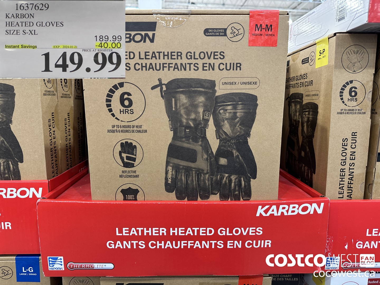 1637629 KARBON HEATED GLOVES SIZES S-XL ($40.00 INSTANT SAVINGS EXPIRES ON 2024-01-21) $149.99