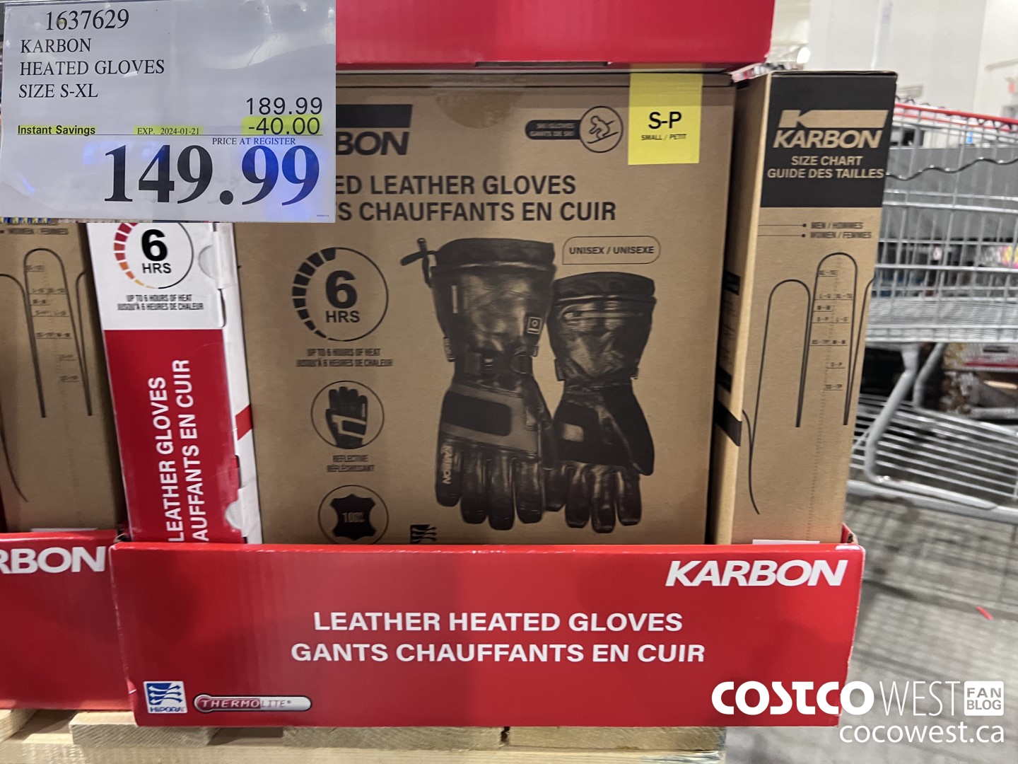 1637629 KARBON HEATED GLOVES SIZES S-XL ($40.00 INSTANT SAVINGS EXPIRES ON 2024-01-21) $149.99