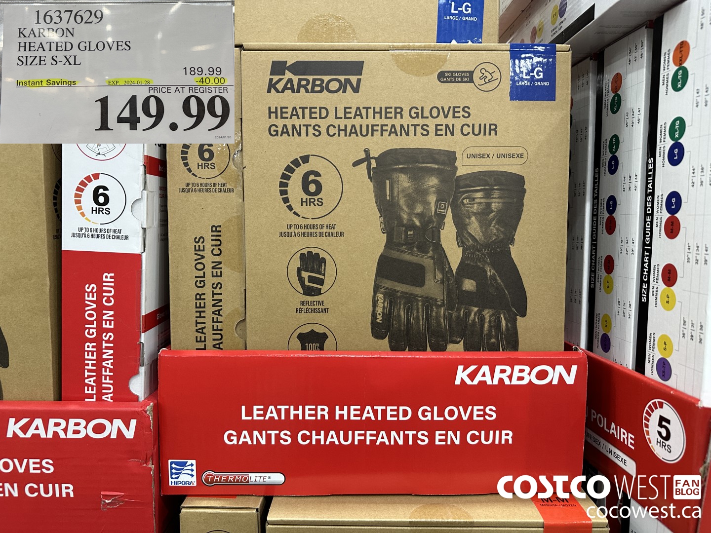 1637629 KARBON HEATED GLOVES SIZE S-XL ($40.00 INSTANT SAVINGS EXPIRES ON 2024-01-28) $149.99