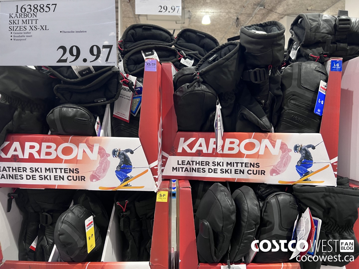 1638857 KARBON SKI MITT SIZES XS-XL $29.97