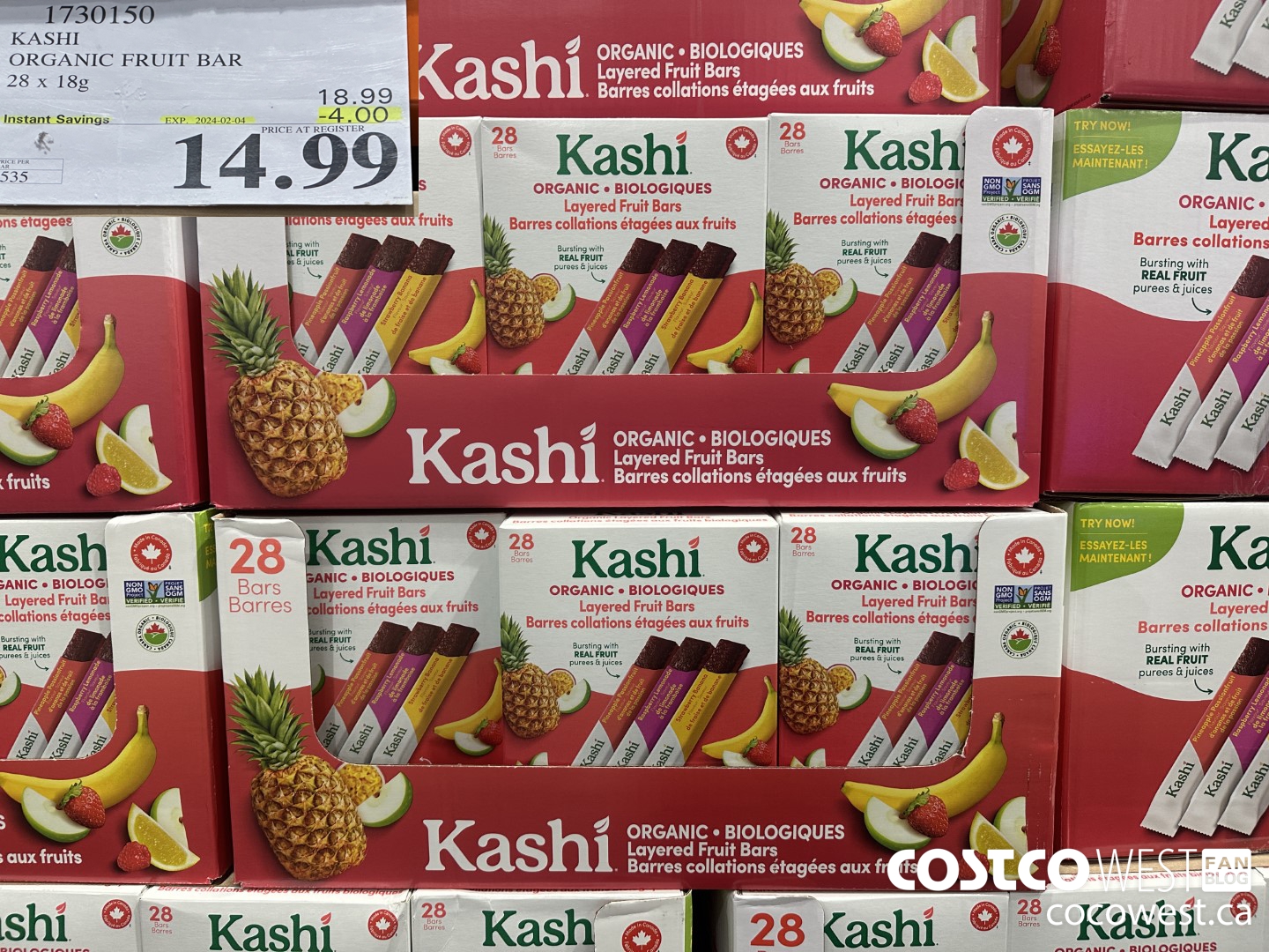 1730150 KASHI ORGANIC FRUIT BAR 28 X 18G ($4.00 INSTANT SAVINGS EXPIRES ON 2024-02-04) $14.99
