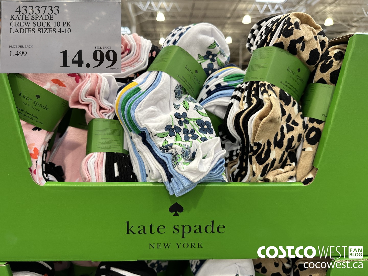 4333733 KATE SPADE CREW SOCK 10 PK LADIES SIZES 4-10 $14.99