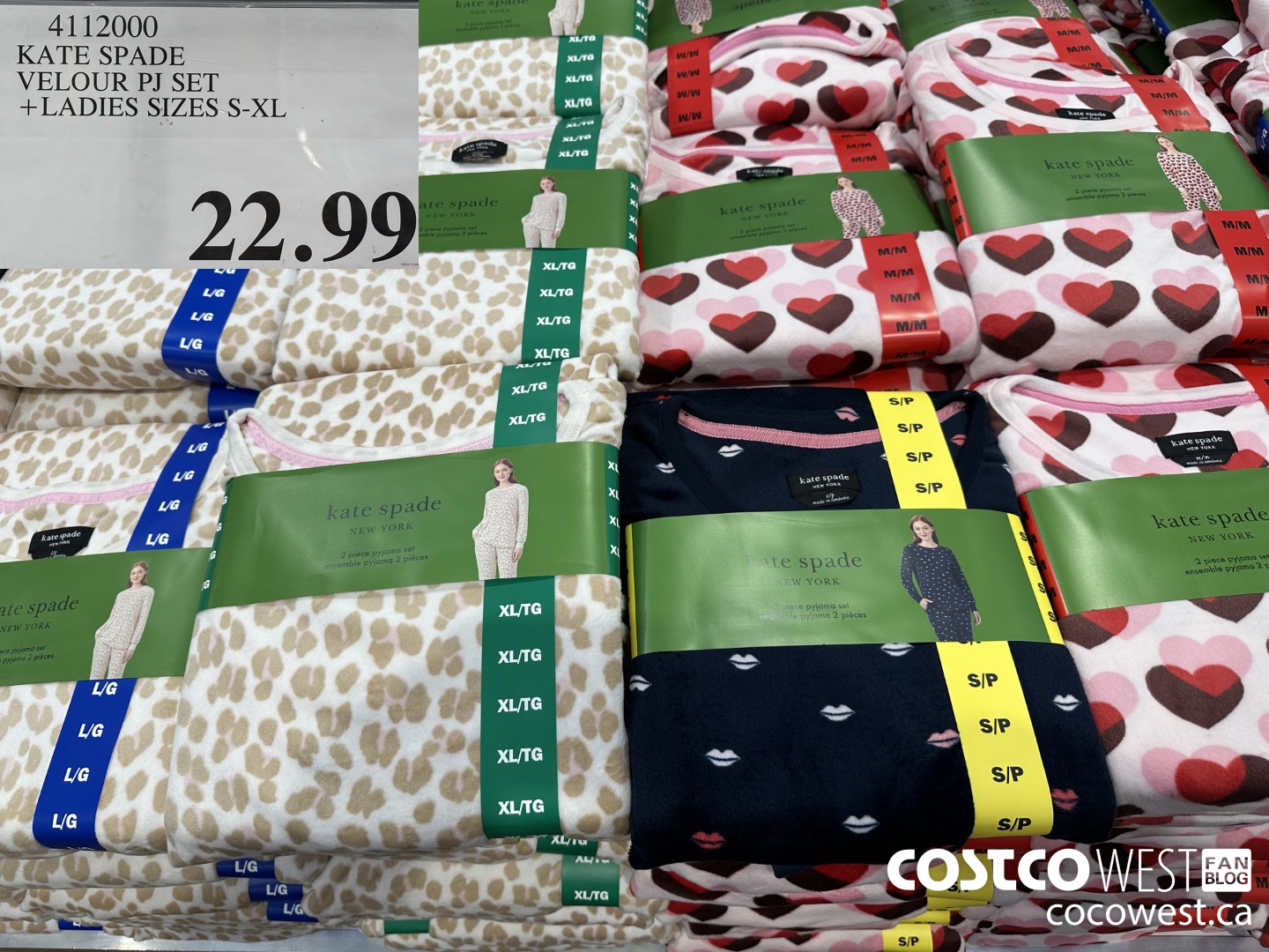 4112000 KATE SPADE VELOUR PJ SET LADIES SIZES S-XL $22.99