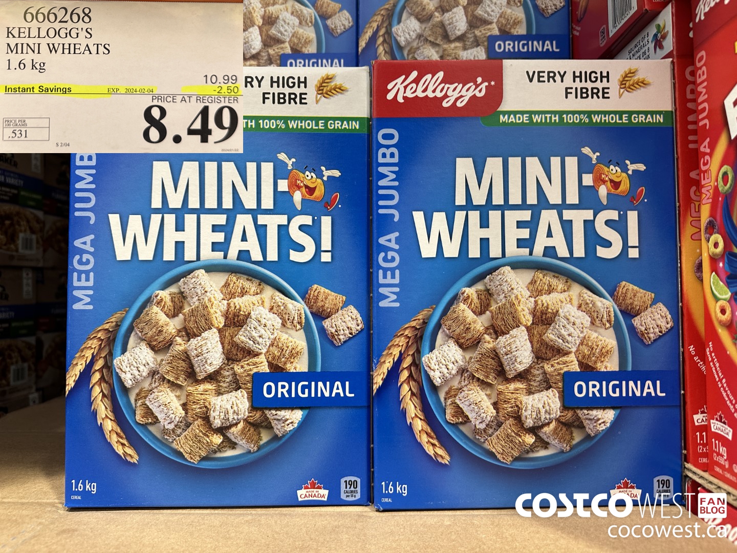 666268 KELLOGG'S MINI WHEATS 1.6 kg ($2.50 INSTANT SAVINGS EXPIRES ON 2024-02-04) $8.49