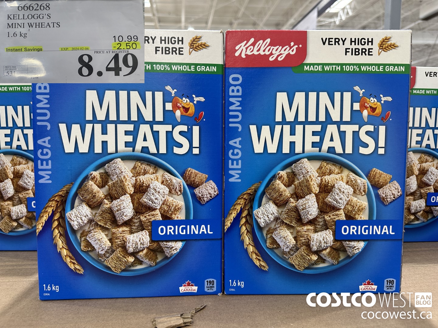 666268 KELLOGG'S MINI WHEATS 1.6 kg ($2.50 INSTANT SAVINGS EXPIRES ON 2024-02-04) $8.49