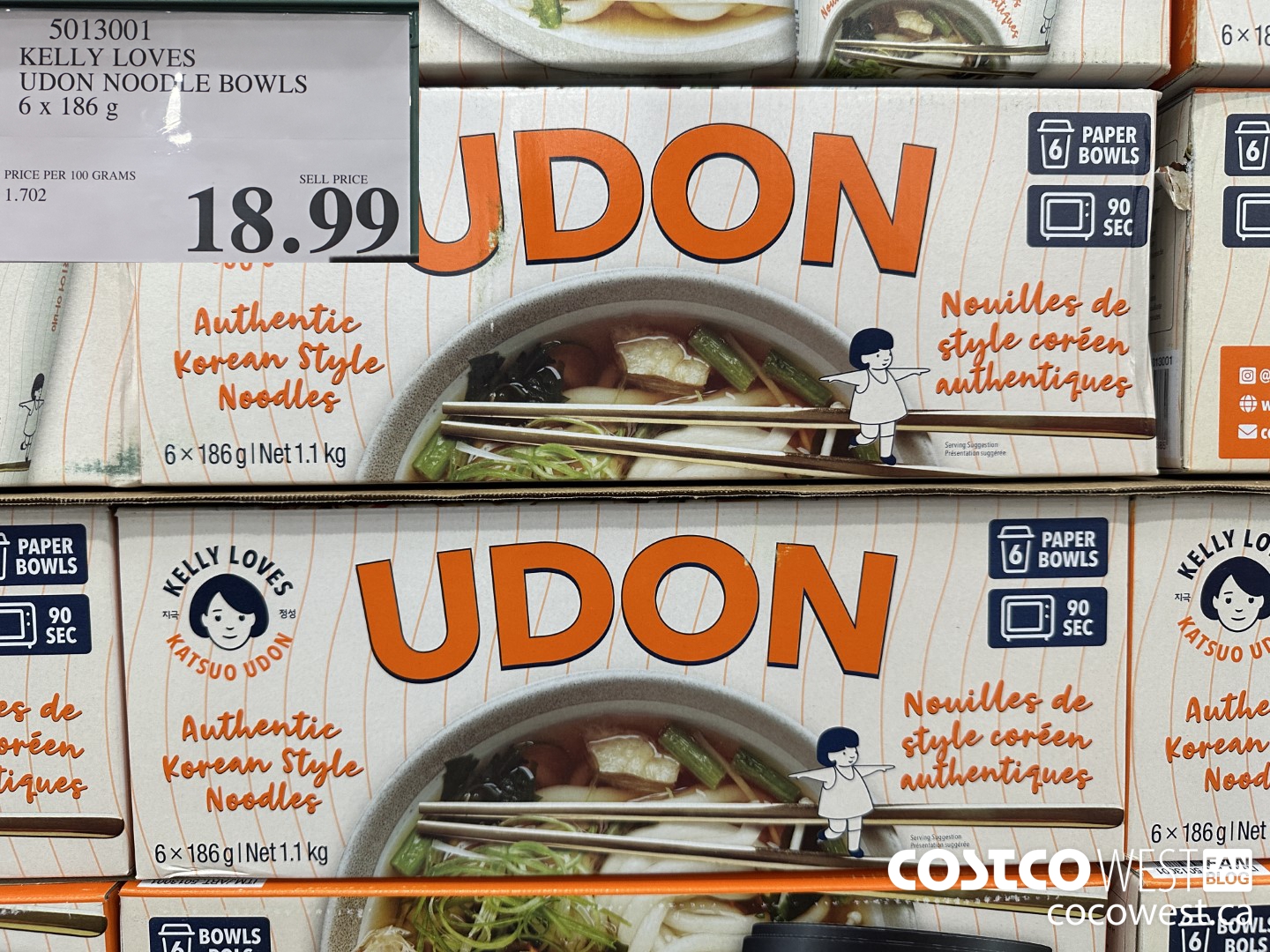 5013001 KELLY LOVES UDON NOODLE BOWLS 6 X 186 G $18.99
