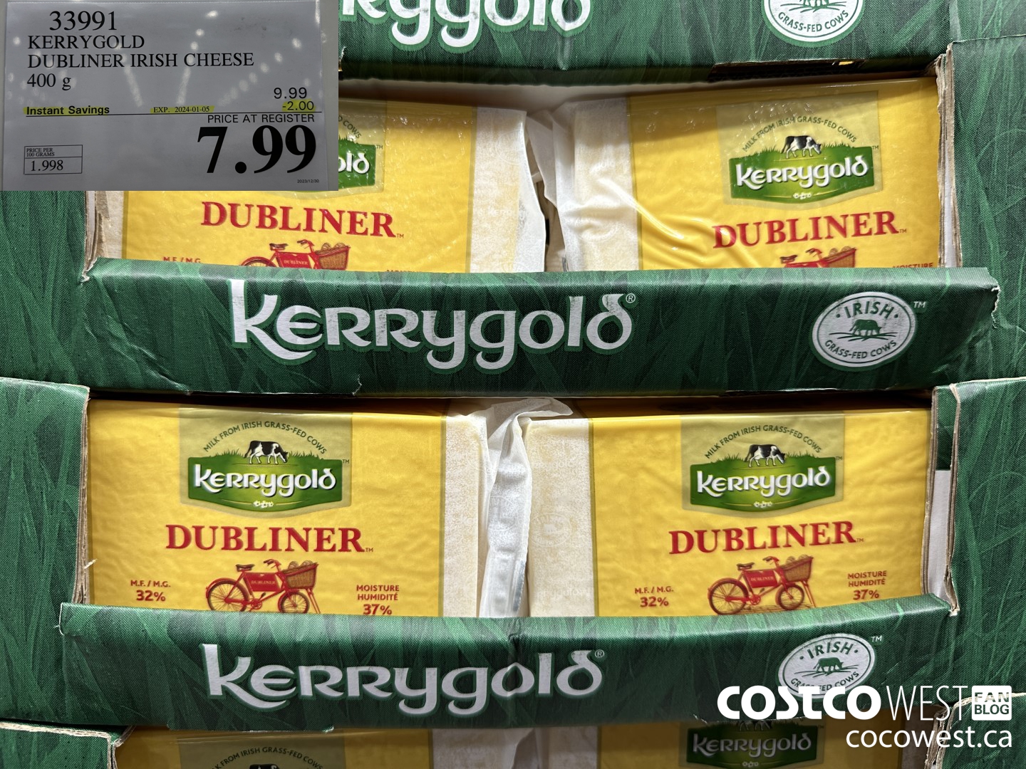 33991 KERRYGOLD DUBLINER IRISH CHEESE 400 g ($2.00 INSTANT SAVINGS EXPIRES ON 2024-01-05) $7.99
