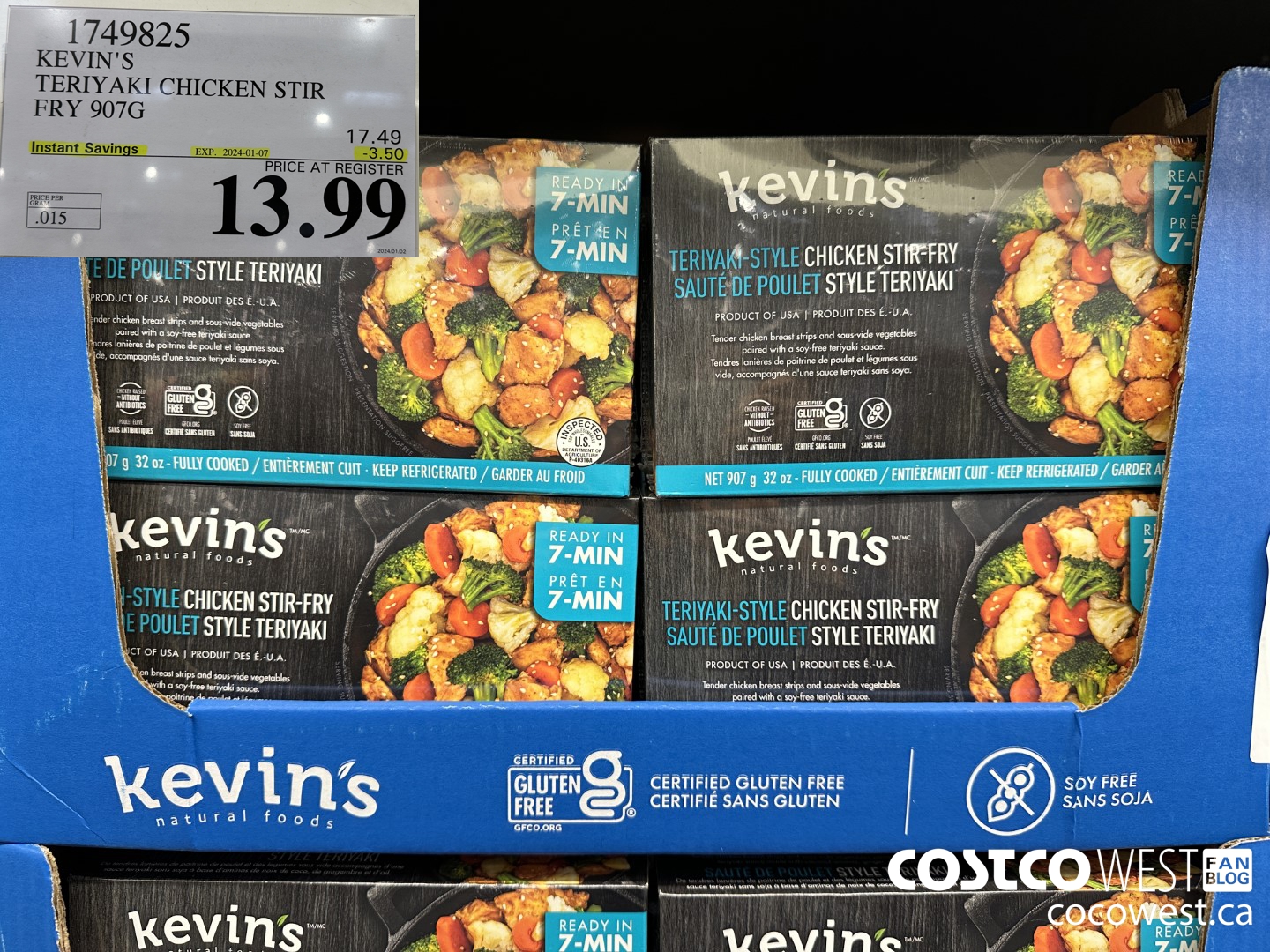 1749825 KEVIN'S TERIYAKI CHICKEN STIR FRY 907G ($3.50 INSTANT SAVINGS EXPIRES ON 2024-01-07) $13.99