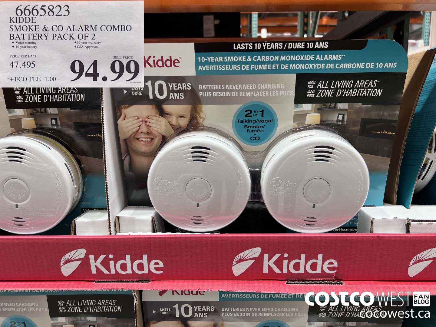 6665823 KIDDE SMOKE & CO ALARM COMBO BATTERY PACK OF 2 $94.99