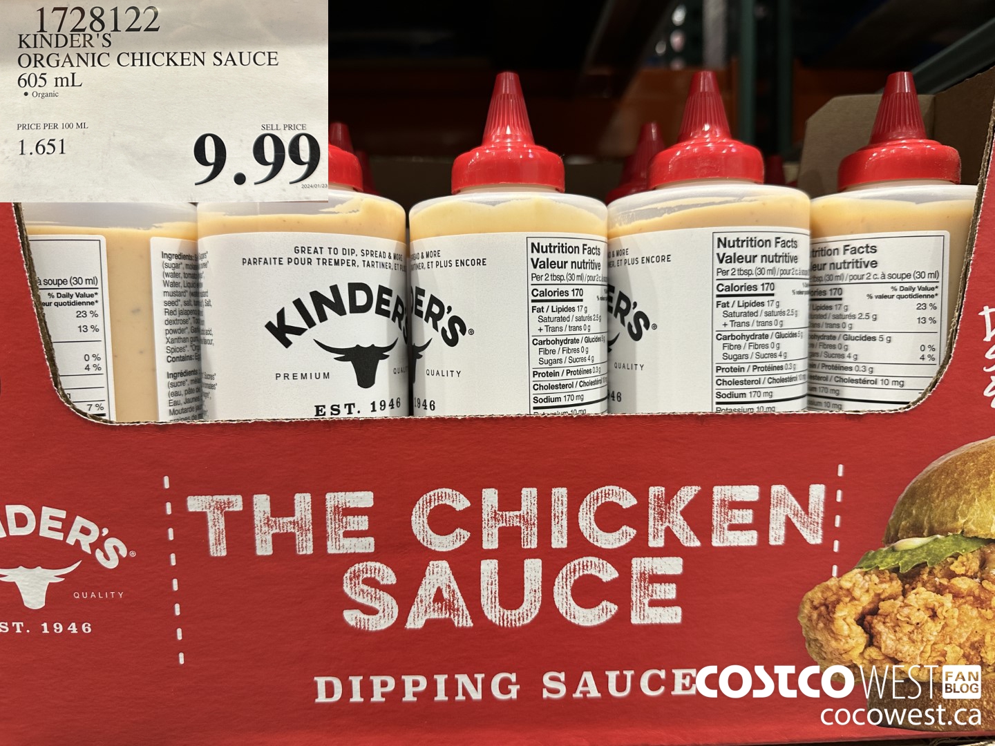 1728122 KINDER'S ORGANIC CHICKEN SAUCE 605 ML $9.99