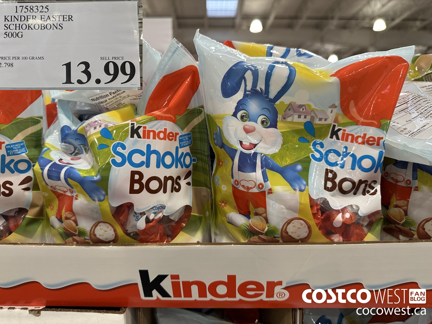 1758325 KINDER EASTER SCHOKOBONS 500G $13.99