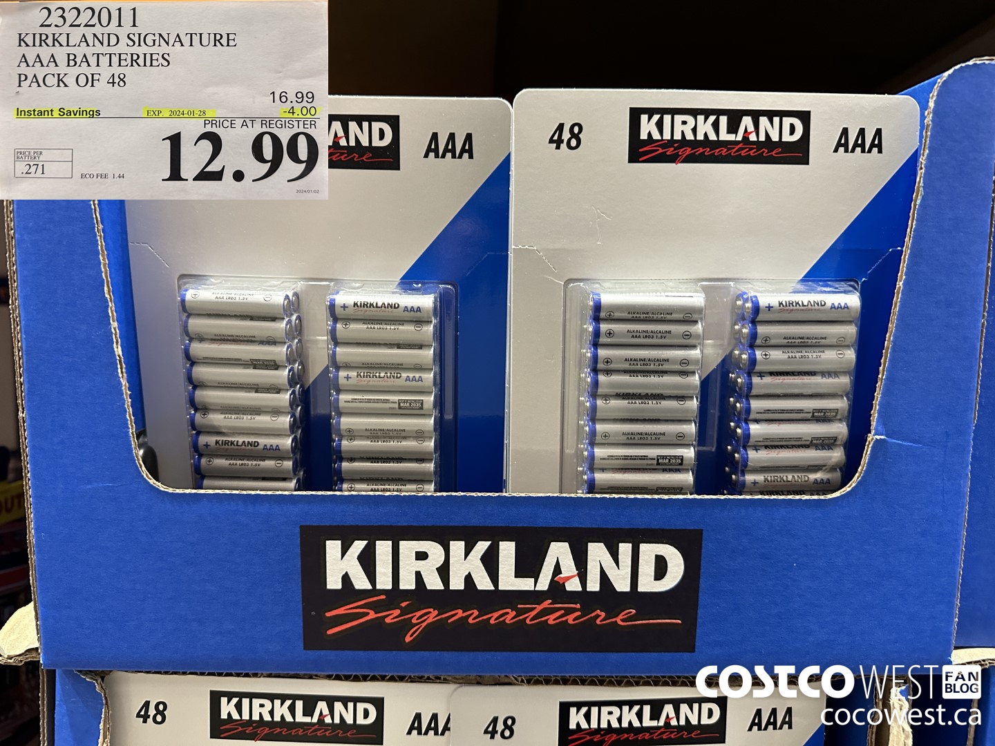 2322011 KIRKLAND SIGNATURE AAA BATTERIES PACK OF 48 ($4.00 INSTANT SAVINGS EXPIRES ON 2024-01-28) $12.99