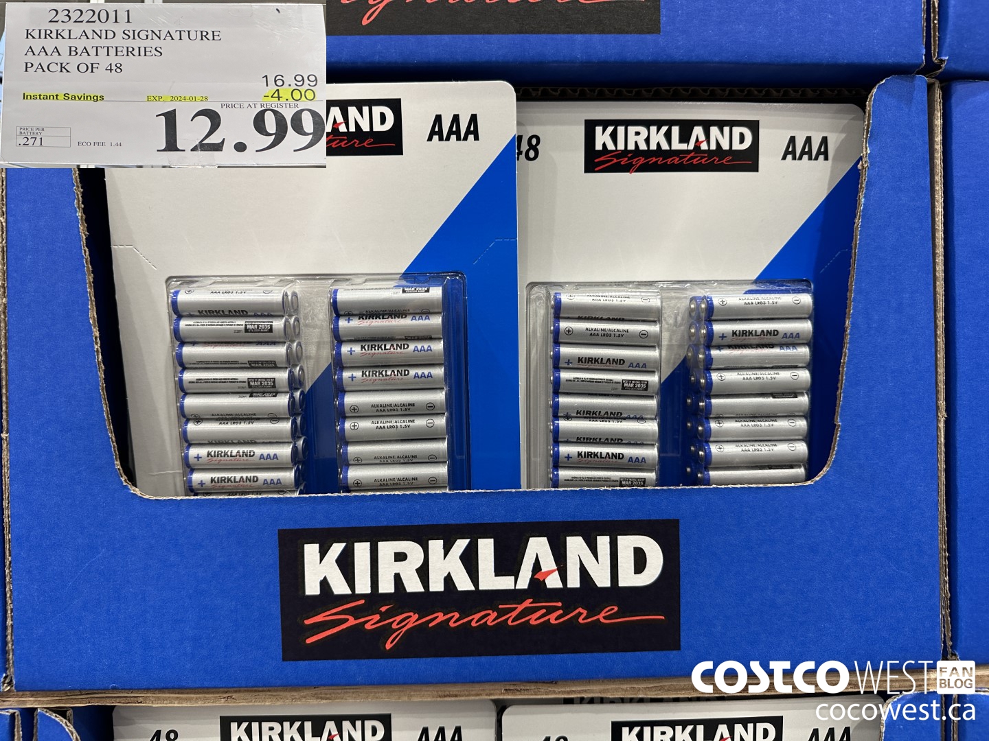 2322011 KIRKLAND SIGNATURE AAA BATTERIES PACK OF 48 ($4.00 INSTANT SAVINGS EXPIRES ON 2024-01-28) $12.99