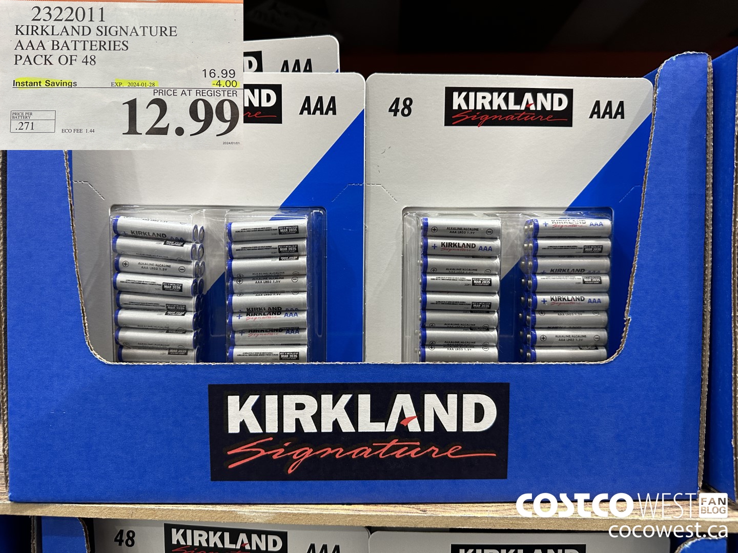 2322011 KIRKLAND SIGNATURE AAA BATTERIES PACK OF 48 ($4.00 INSTANT SAVINGS EXPIRES ON 2024-01-28) $12.99