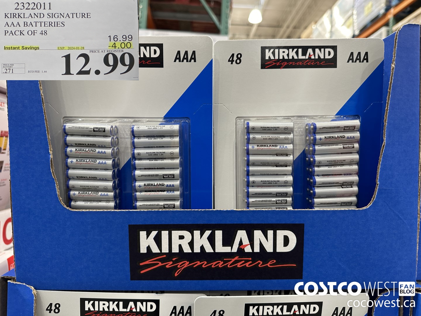 2322011 KIRKLAND SIGNATURE AAA BATTERIES PACK OF 48 ($4.00 INSTANT SAVINGS EXPIRES ON 2024-01-28) $12.99