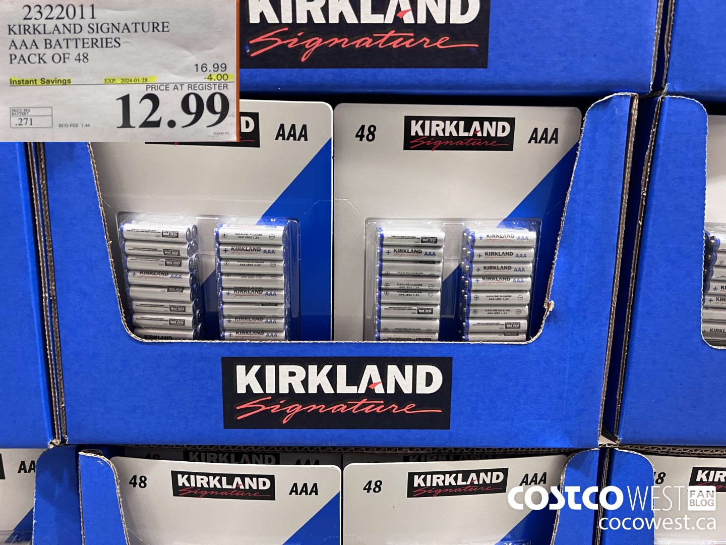2322011 KIRKLAND SIGNATURE AAA BATTERIES PACK OF 48 ($4.00 INSTANT SAVINGS EXPIRES ON 2024-01-28) $12.99
