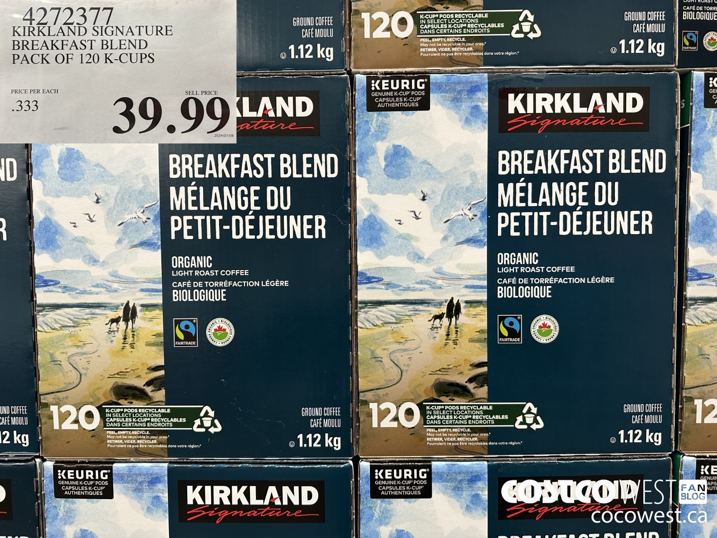4272377 KIRKLAND SIGNATURE BREAKFAST BLEND PACK OF 120 K-CUPS $39.99