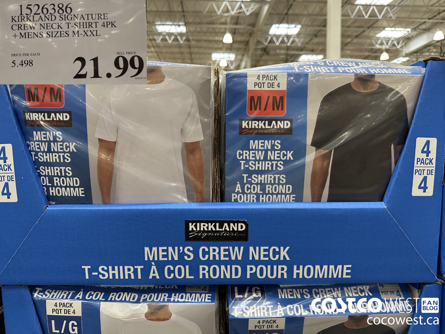 1526386 KIRKLAND SIGNATURE CREW NECK T-SHIRT 4PK MENS SIZES M-XXL $21.99