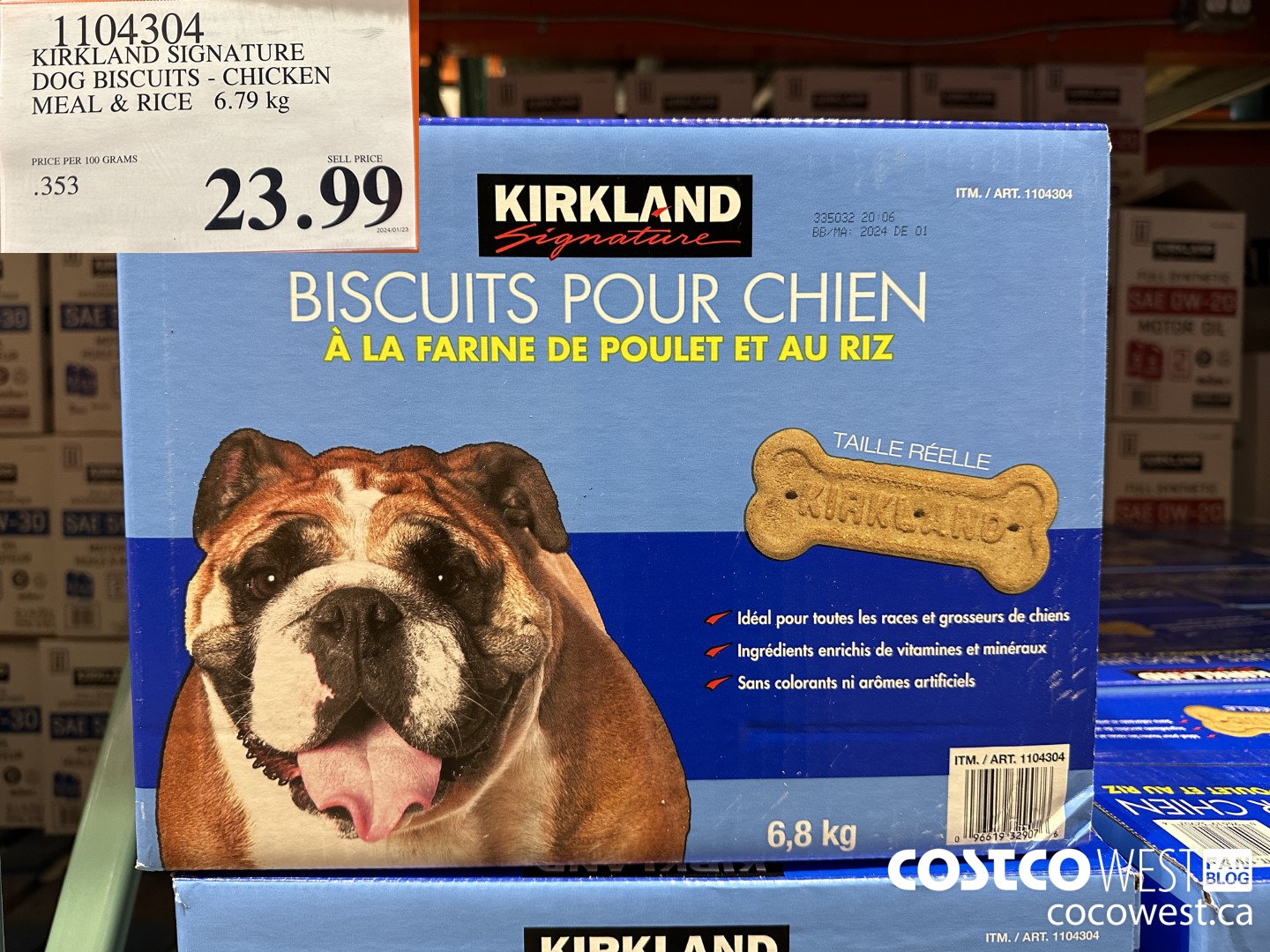 1104304 KIRKLAND SIGNATURE DOG BISCUITS - CHICKEN MEAL & RICE 6.79 KG $23.99