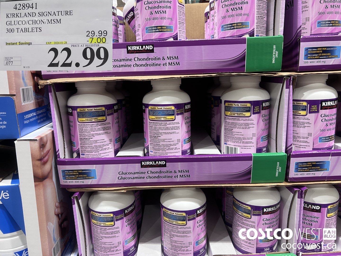 428941 KIRKLAND SIGNATURE GLUCO/CHON/MSM 300 TABLETS ($7.00 INSTANT SAVINGS EXPIRES ON 2024-01-28) $22.99