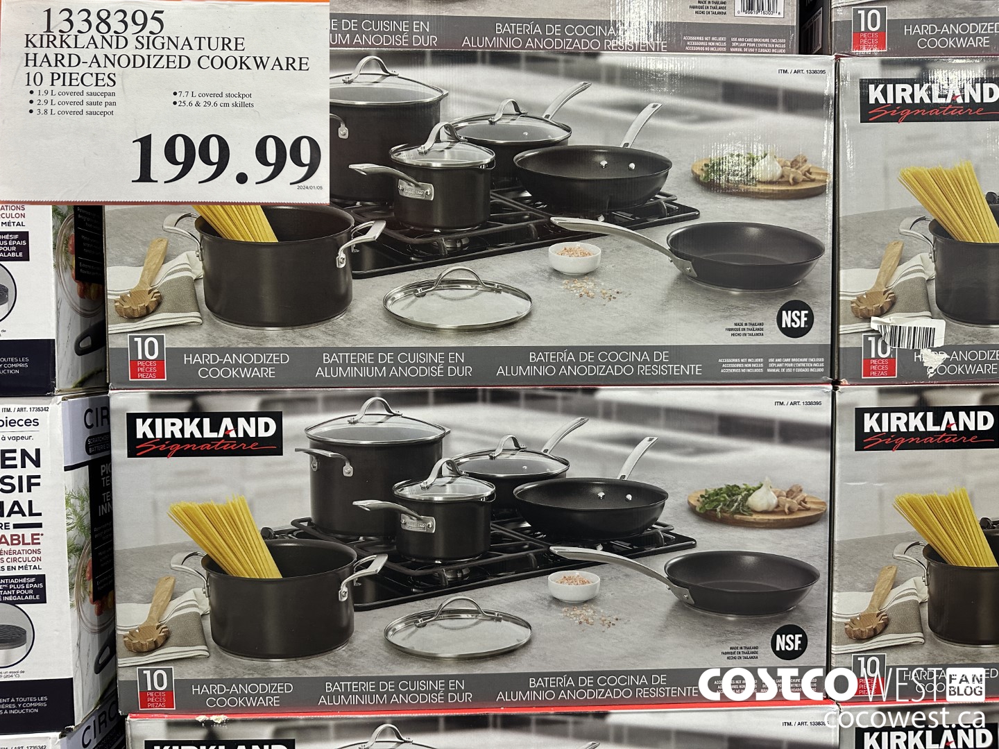 1338395 KIRKLAND SIGNATURE HARD-ANODIZED COOKWARE 10 PIECE $199.99