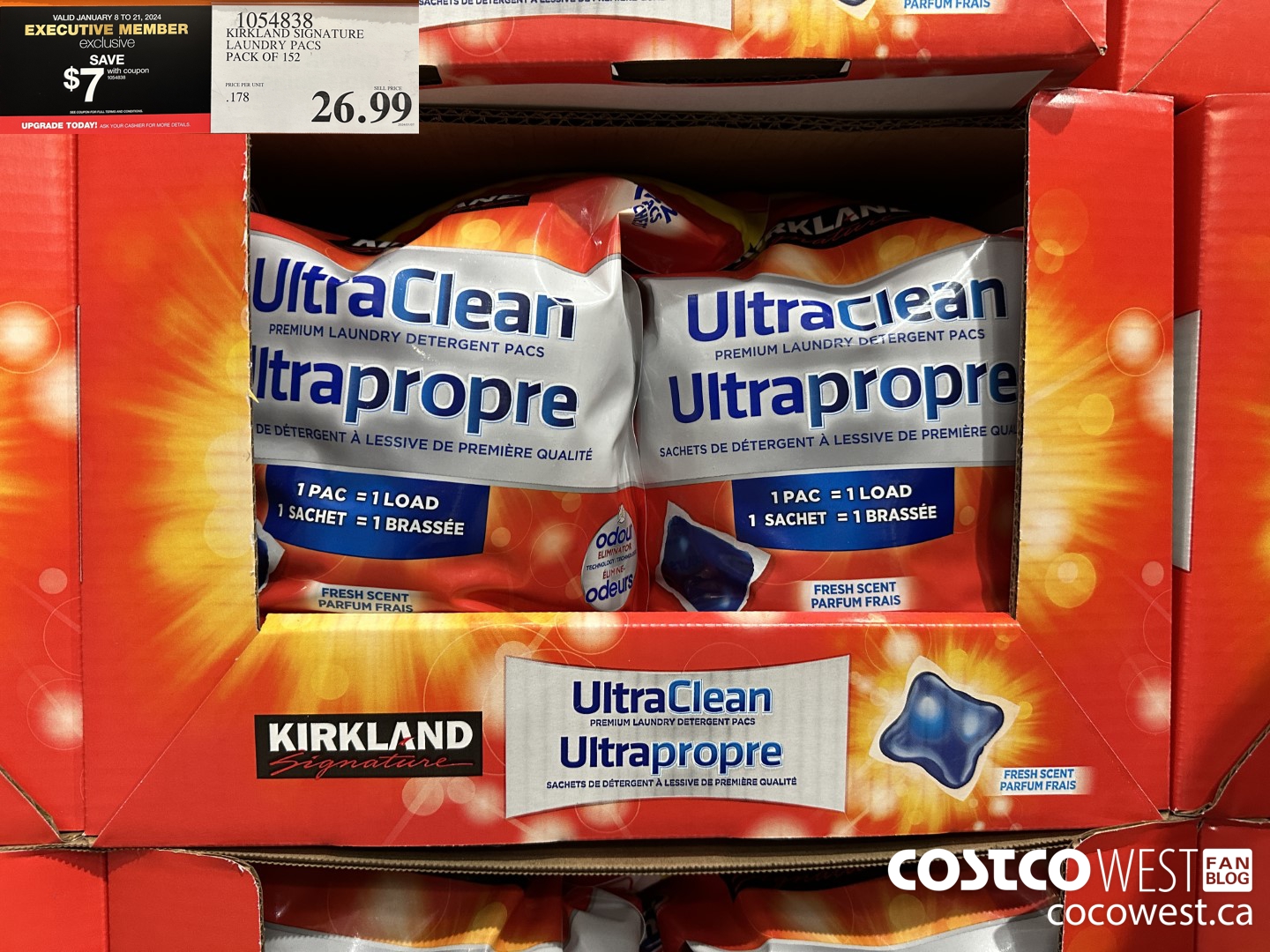 1054838 KIRKLAND SIGNATURE LAUNDRY PACS PACK OF 152 ($7.00 INSTANT SAVINGS EXPIRES ON 2024-01-21) $19.99
