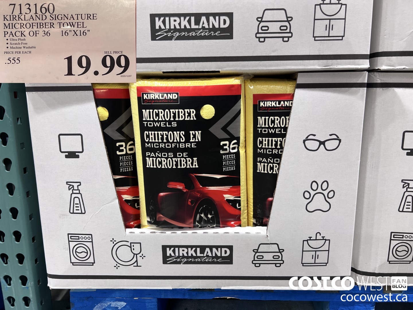 713160 KIRKLAND SIGNATURE MICROFIBER TOWEL PACK OF 36 16