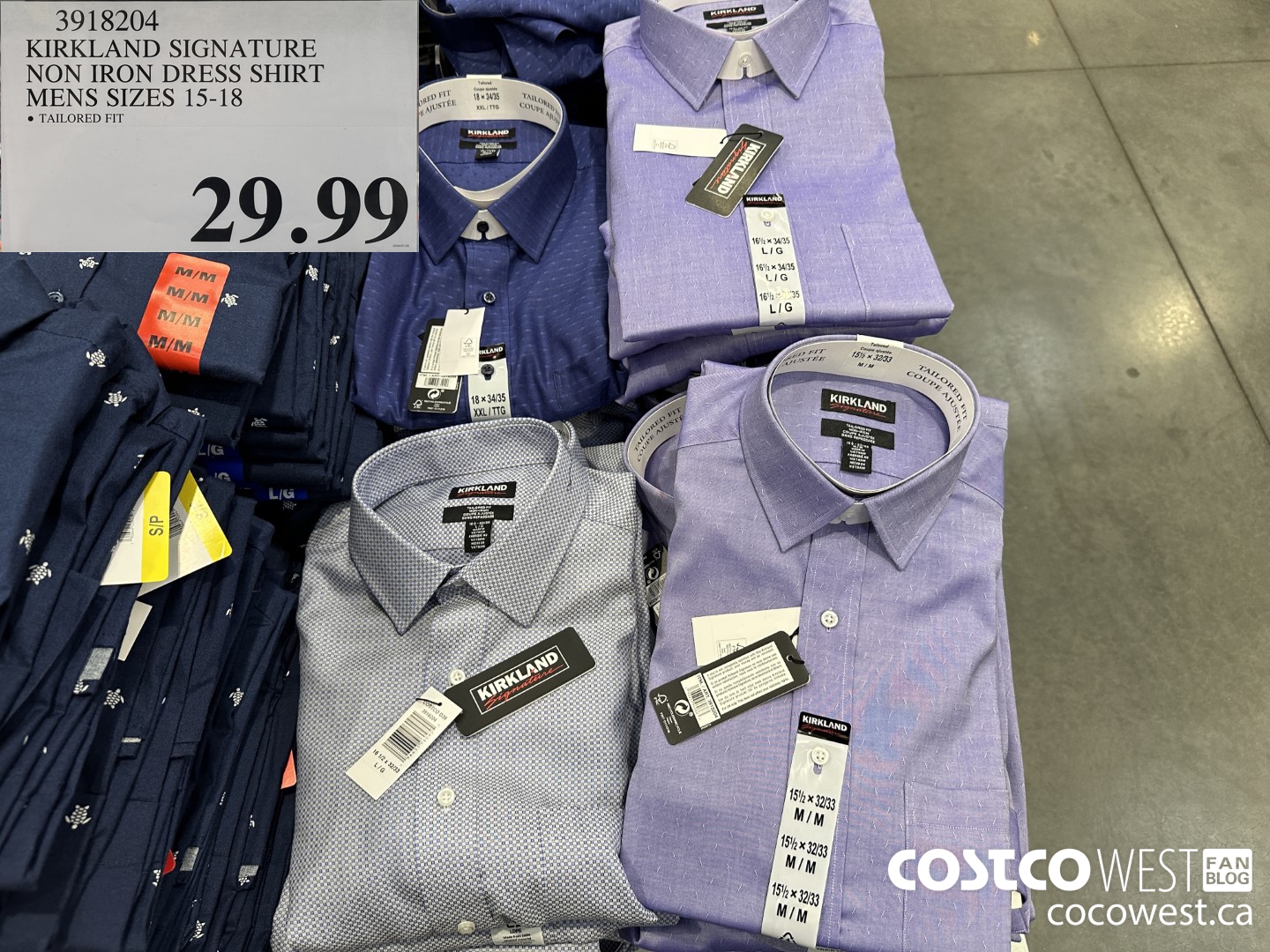 3918204 KIRKLAND SIGNATURE NON IRON DRESS SHIRT MENS SIZES 15-18 $29.99