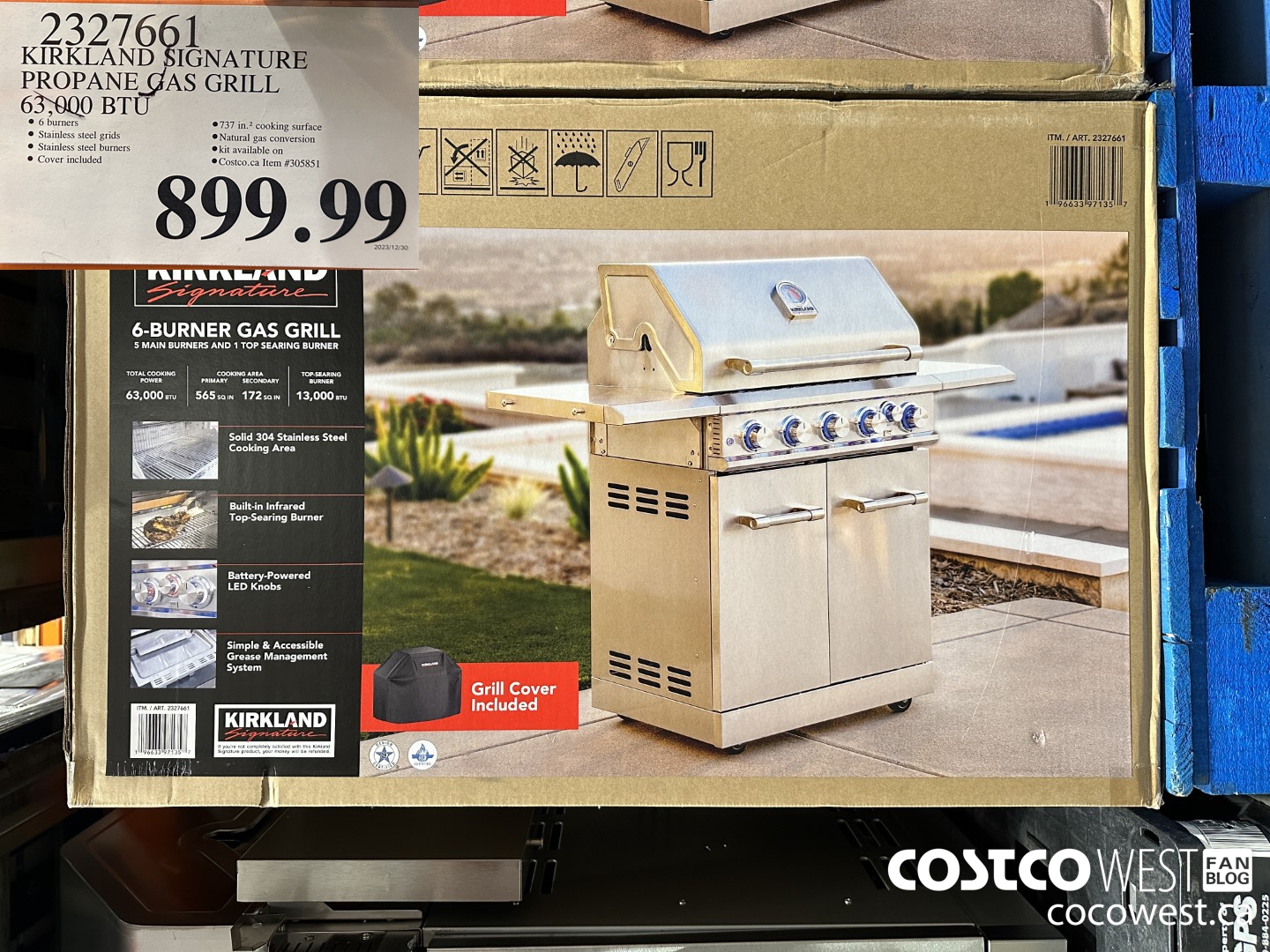 2327661 KIRKLAND SIGNATURE PROPANE GAS GRILL 63,000 BTU $899.99