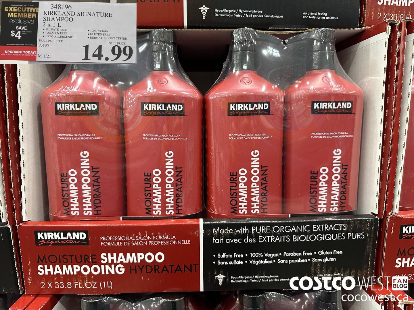 348196 KIRKLAND SIGNATURE SHAMPOO 2 X 1L ($4.00 INSTANT SAVINGS EXPIRES ON 2024-01-21) $10.99