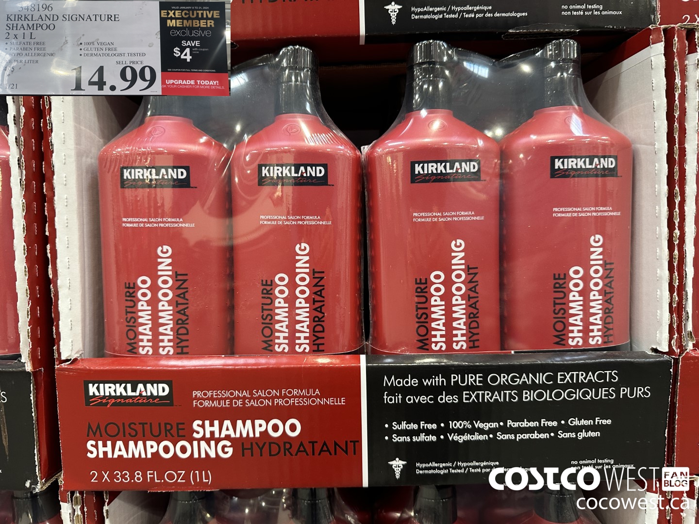 348196 KIRKLAND SIGNATURE SHAMPOO 2 X 1L ($4.00 INSTANT SAVINGS EXPIRES ON 2024-01-21) $10.99