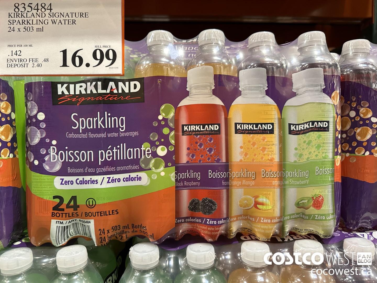 835484 KIRKLAND SIGNATURE SPARKLING WATER 24 X 503ML $16.99