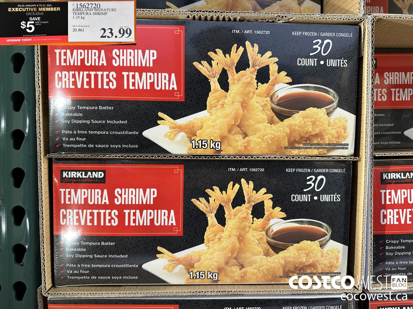 1562720 KIRKLAND SIGNATURE TEMPURA SHRIMP 1.15 kg ($5.00 INSTANT SAVINGS EXPIRES ON 2024-01-21) $18.99