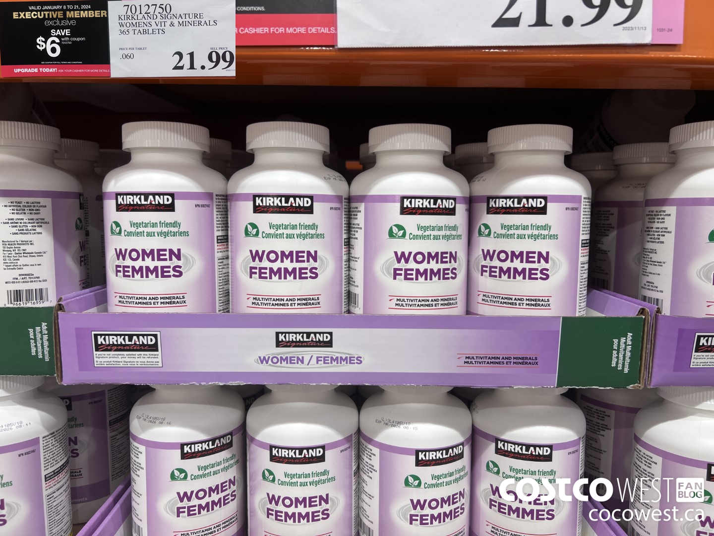 7012750 KIRKLAND SIGNATURE WOMEN MULTI VITAMIN & MINERAL 365 TABLETS ($6.00 INSTANT SAVINGS EXPIRES ON 2024-01-21) $15.99