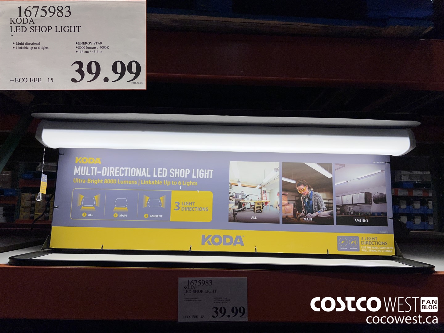 1675983 KODA LED SHOP LIGHT $39.99