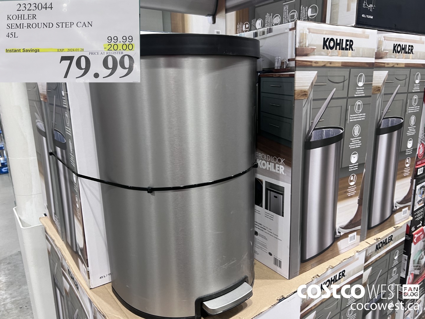 2323044 KOHLER SEMI-ROUND STEP CAN 45L ($20.00 INSTANT SAVINGS EXPIRES ON 2024-01-28) $79.99