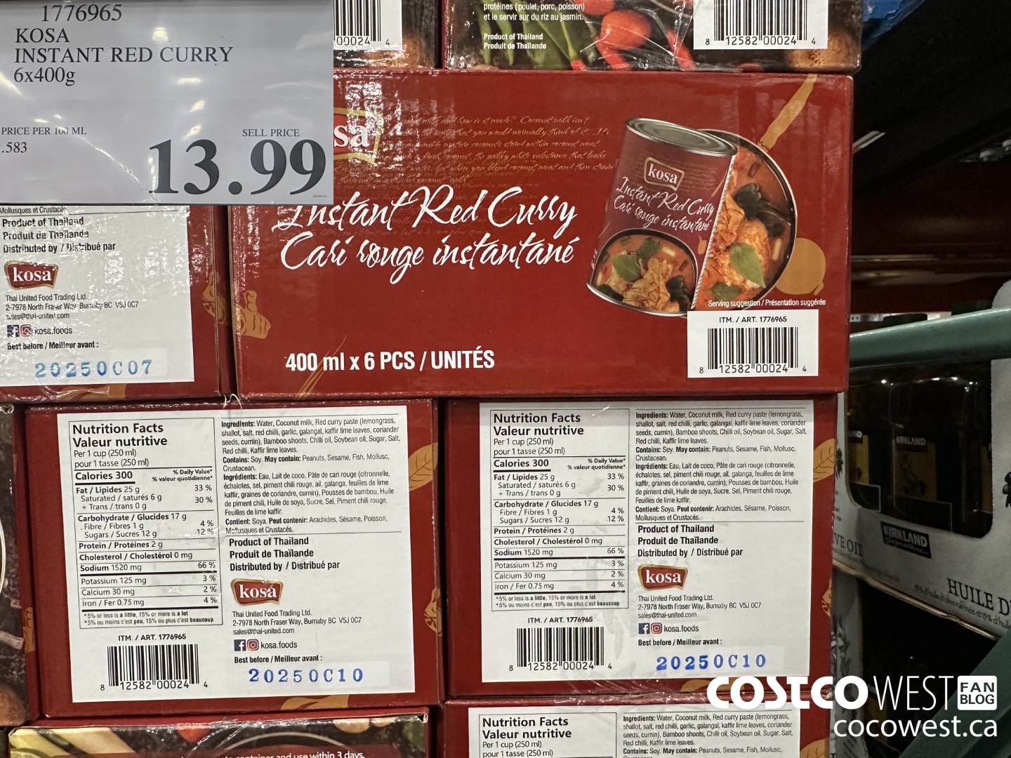 1776965 KOSA INSTANT RED CURRY 6 X 400G $13.99