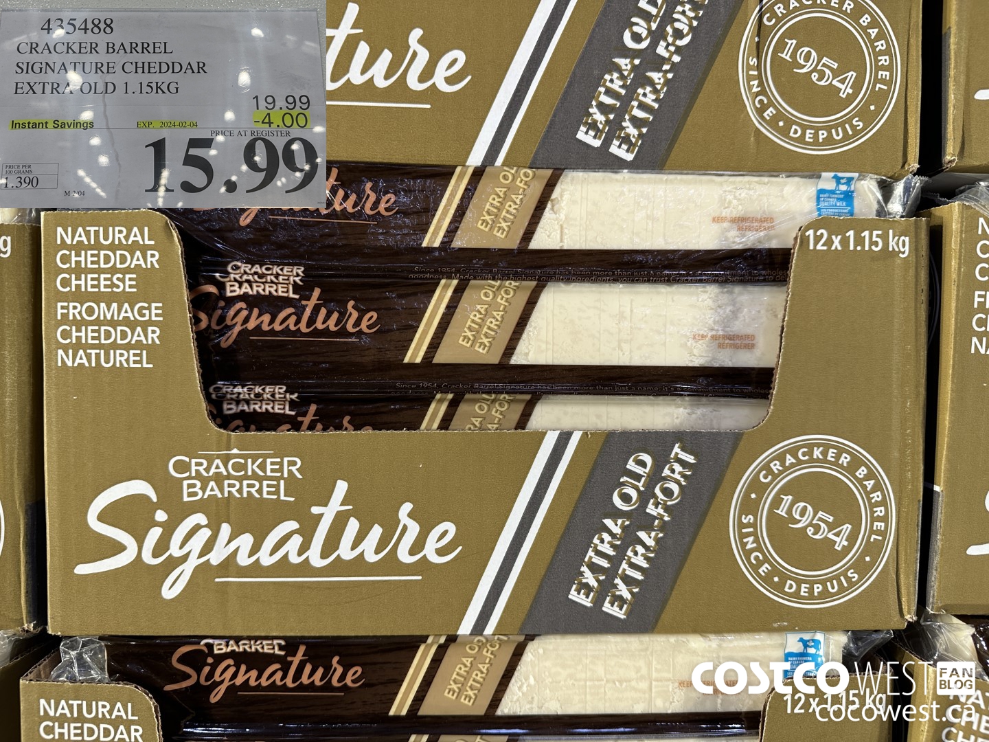 435488 KRAFT EXTRA OLD CHEDDAR 1.15 KG ($4.00 INSTANT SAVINGS EXPIRES ON 2024-02-04) $15.99