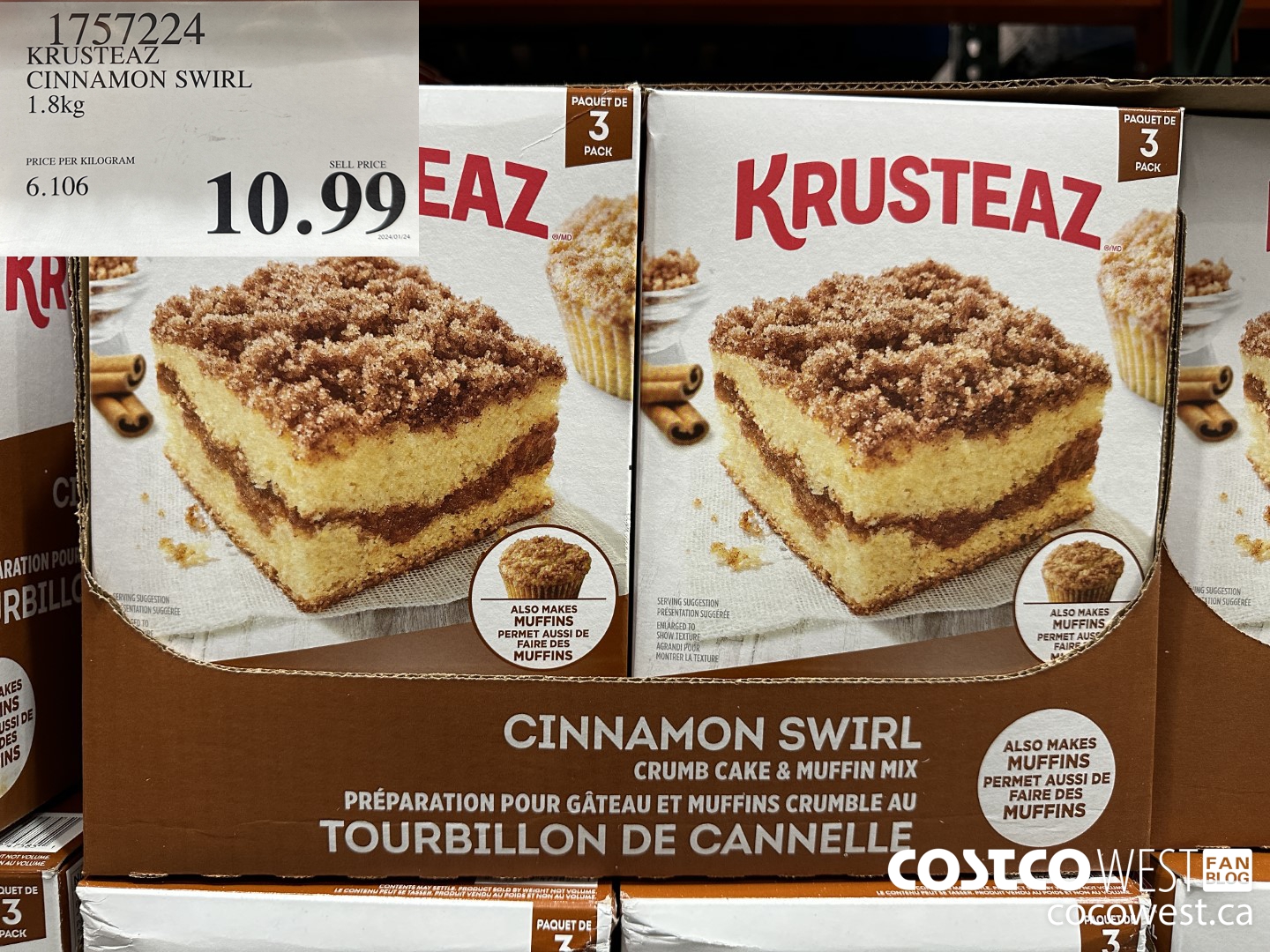 1757224 KRUSTEAZ CINNAMON SWIRL 1.8KG $10.99