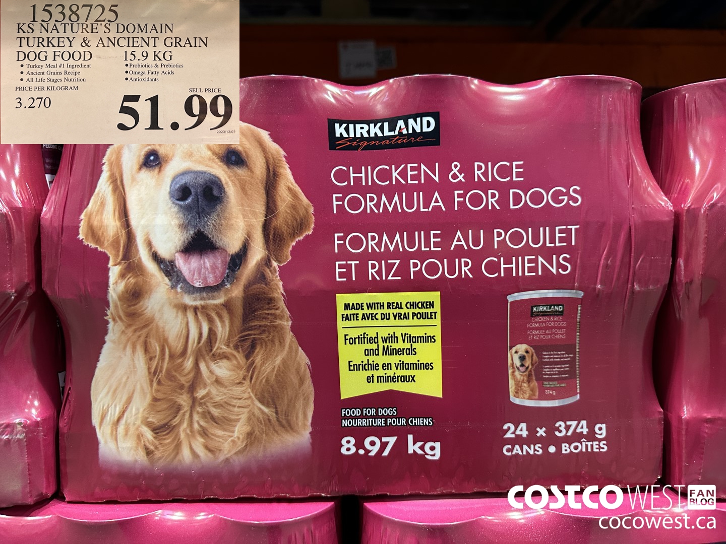 1538725 KS NATURE'S DOMAIN TURKEY & ANCIENT GRAIN DOG FOOD 15.9 KG $51.99