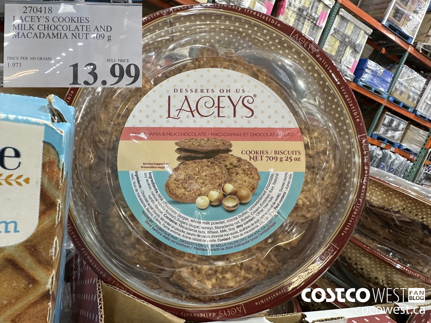 270418 LACEY'S COOKIES MILK CHOCOLATE AND MACADAMIA NUT 709G $13.99