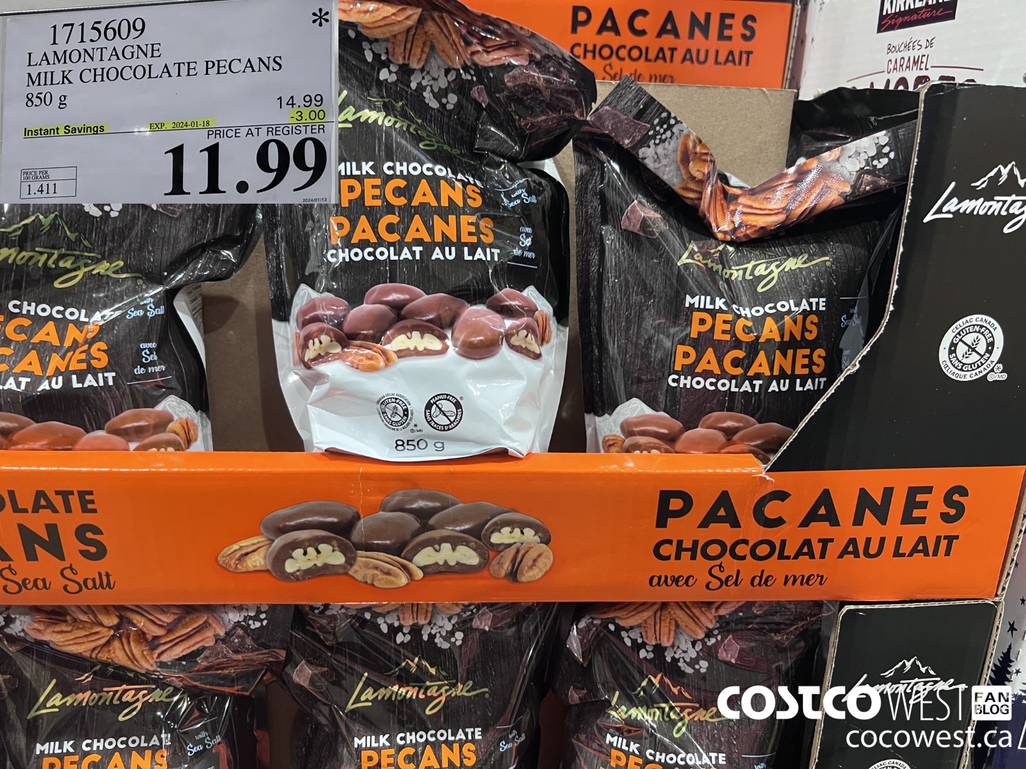 1715609 LAMONTAGNE MILK CHOCOLATE PECANS 850 G ($3.00 INSTANT SAVINGS EXPIRES ON 2024-01-18) $11.99