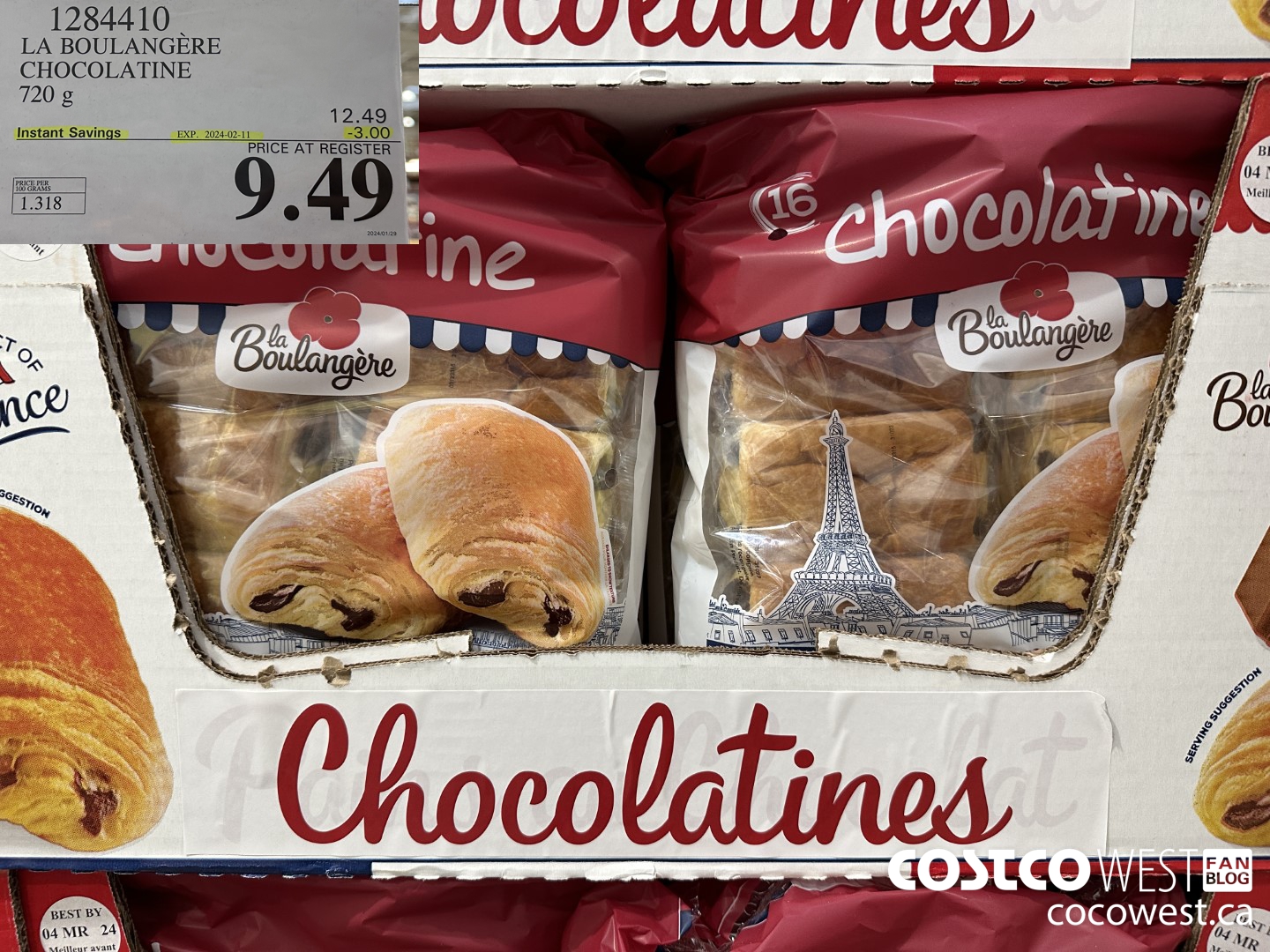 1284410 LA BOULANGERE CHOCOLATINE 720 G ($3.00 INSTANT SAVINGS EXPIRES ON 2024-02-11) $9.49