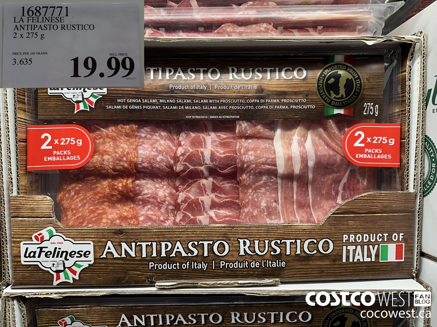 1687771 LA FELINESE ANTIPASTO RUSTICO 2 x 275 g $19.99