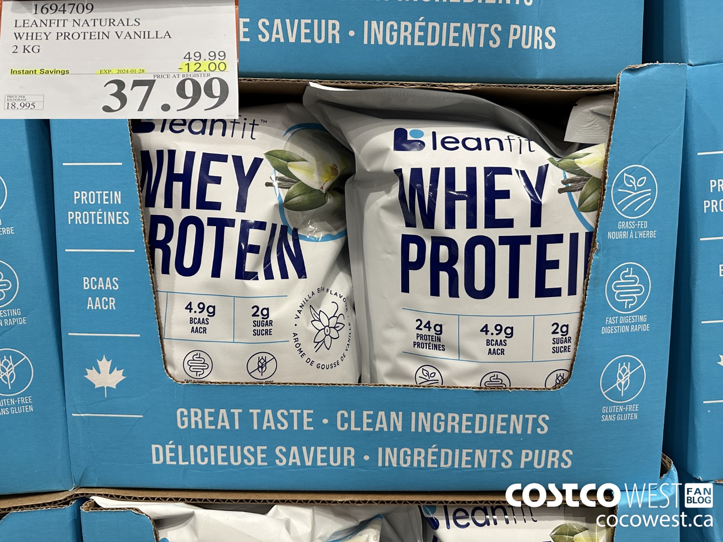 1694709 LEANFIT NATURALS WHEY PROTEIN VANILLA 2 KG ($12.00 INSTANT SAVINGS EXPIRES ON 2024-01-28) $37.99