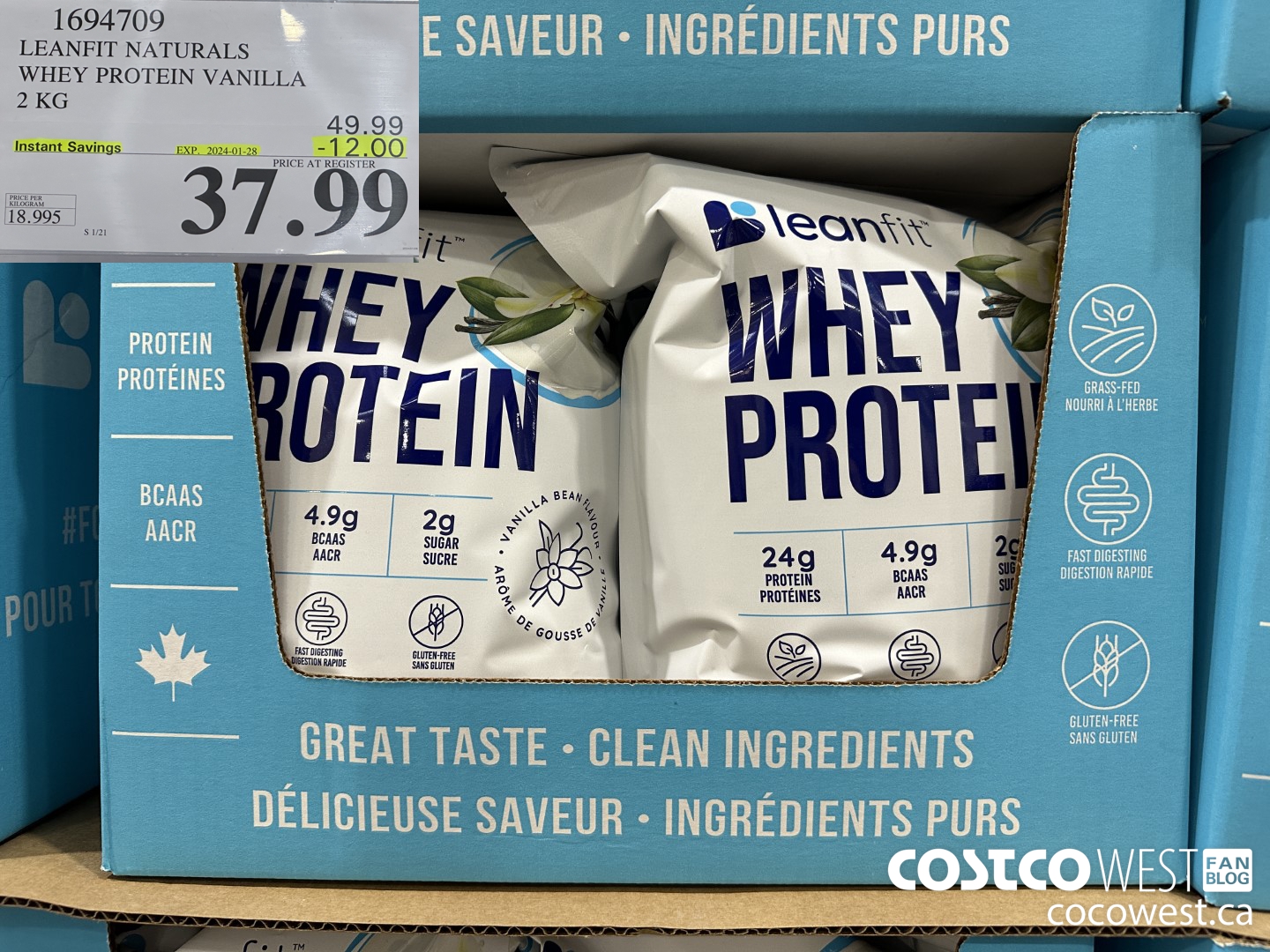 1694709 LEANFIT NATURALS WHEY PROTEIN VANILLA 2 KG ($12.00 INSTANT SAVINGS EXPIRES ON 2024-01-28) $37.99