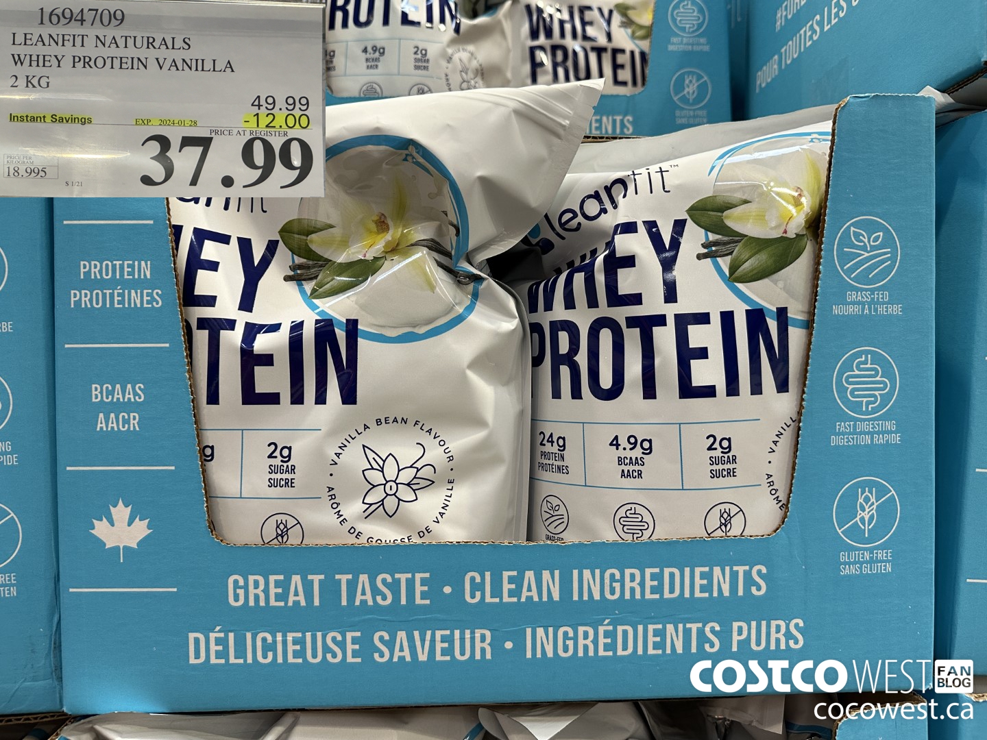 1694709 LEANFIT NATURALS WHEY PROTEIN VANILLA 2 KG ($12.00 INSTANT SAVINGS EXPIRES ON 2024-01-28) $37.99