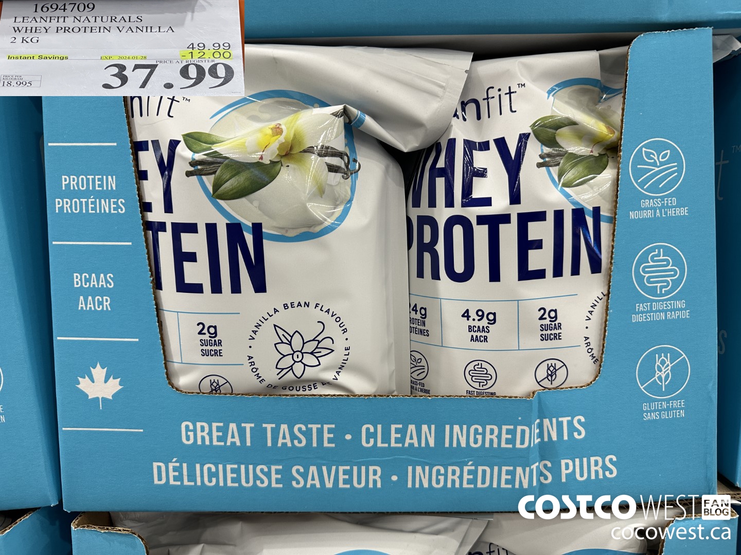 1694709 LEANFIT NATURALS WHEY PROTEIN VANILLA 2 KG ($12.00 INSTANT SAVINGS EXPIRES ON 2024-01-28) $37.99