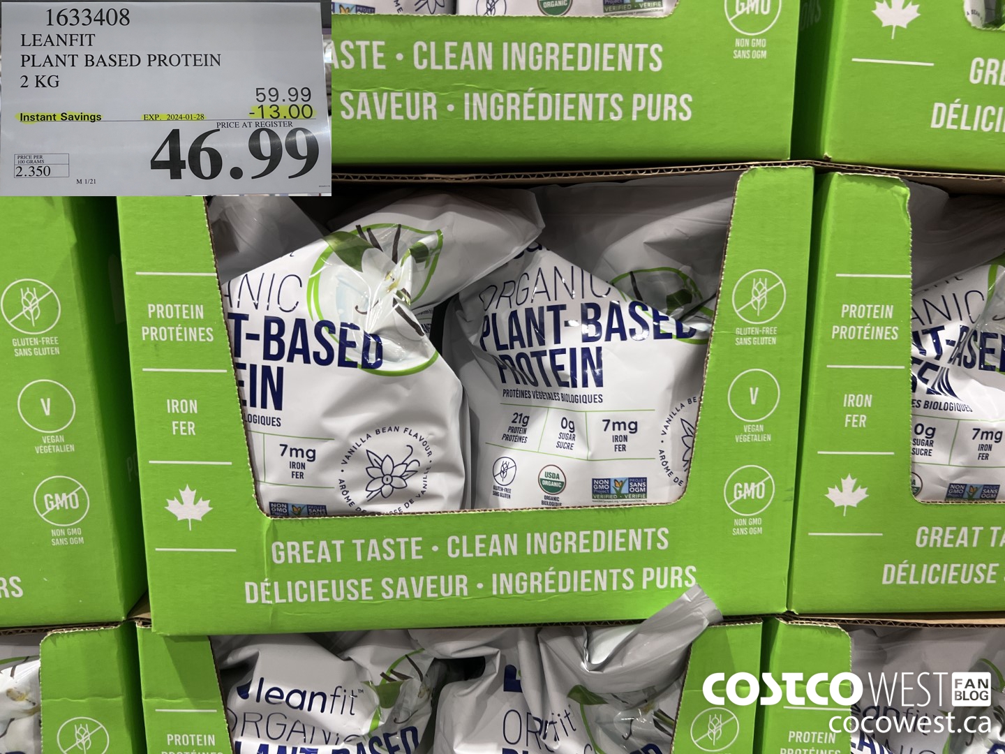 1633408 LEANFIT PLANT BASED PROTEIN 2 KG ($13.00 INSTANT SAVINGS EXPIRES ON 2024-01-28) $46.99