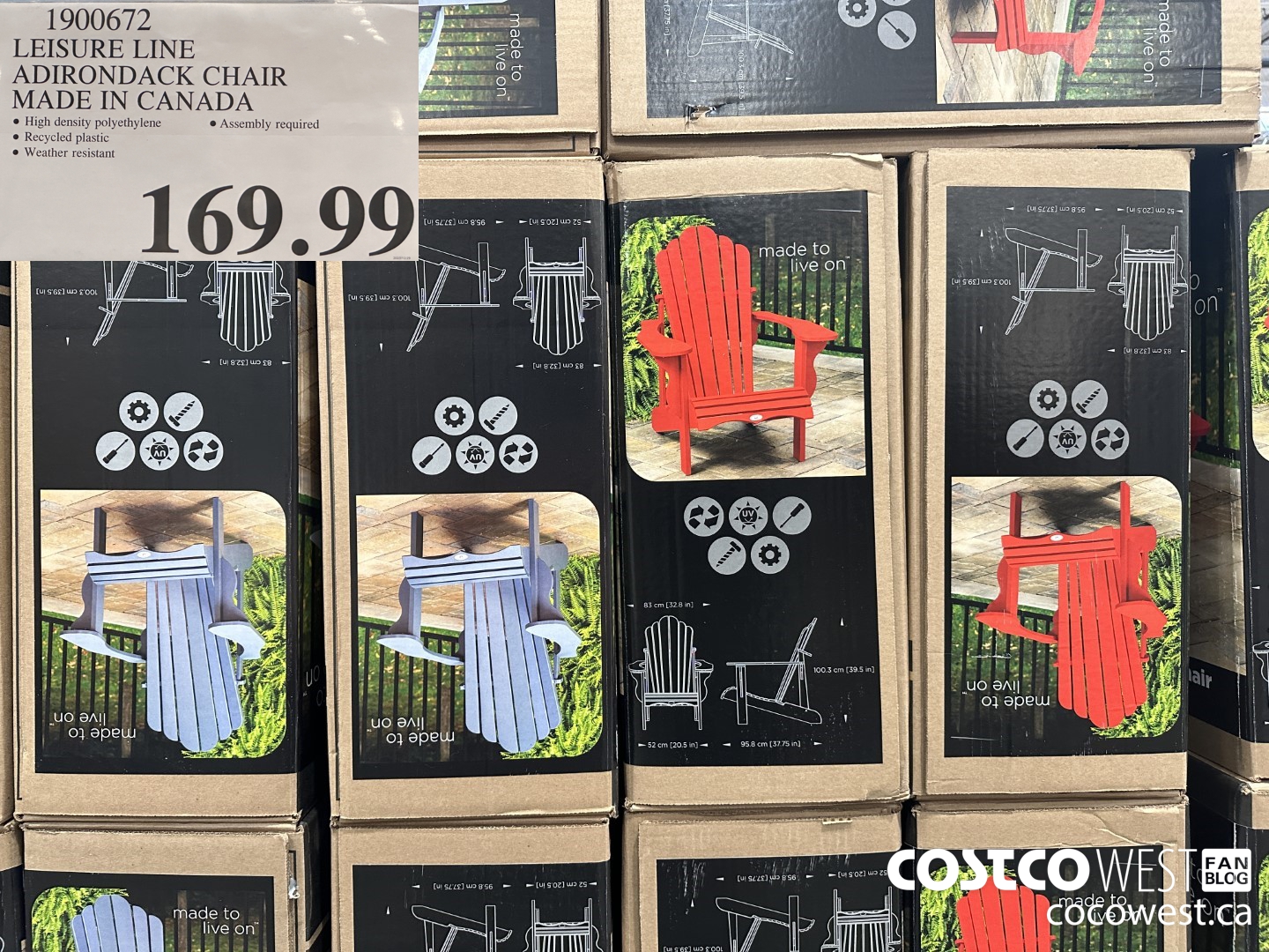 1900672 LEISURE LINE ADIRONDACK CHAIR MADE IN CANADA $169.99